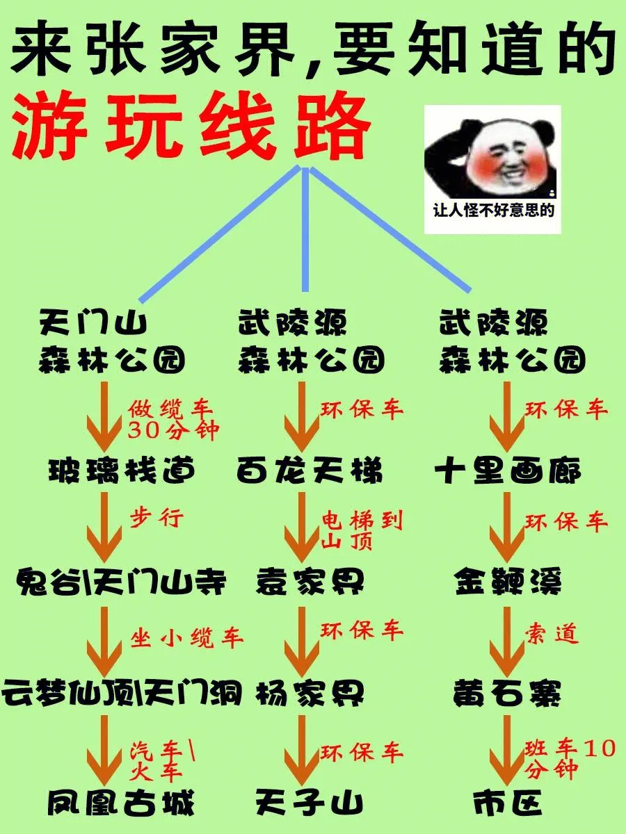张家界张家界旅游线路(张家界旅游攻略景区路线示意图)