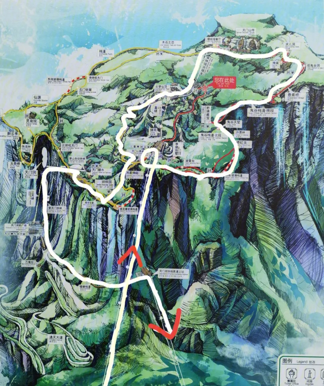 张家界天门山路线图(张家界天门山路线图高清)